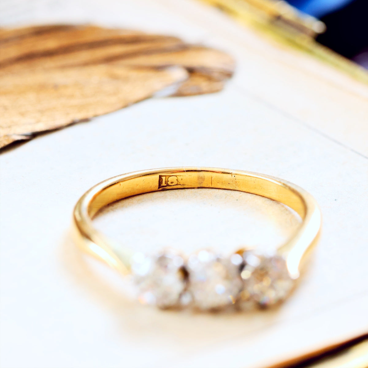Magical Firelight! Antique Diamond Trilogy Engagement Ring
