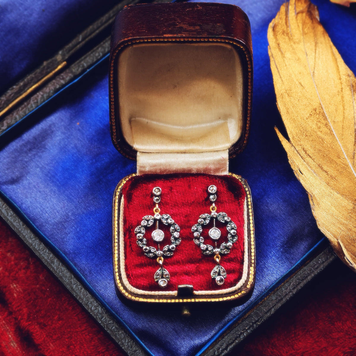 Most Adored! Antique Diamond Wreath Drop Earrings