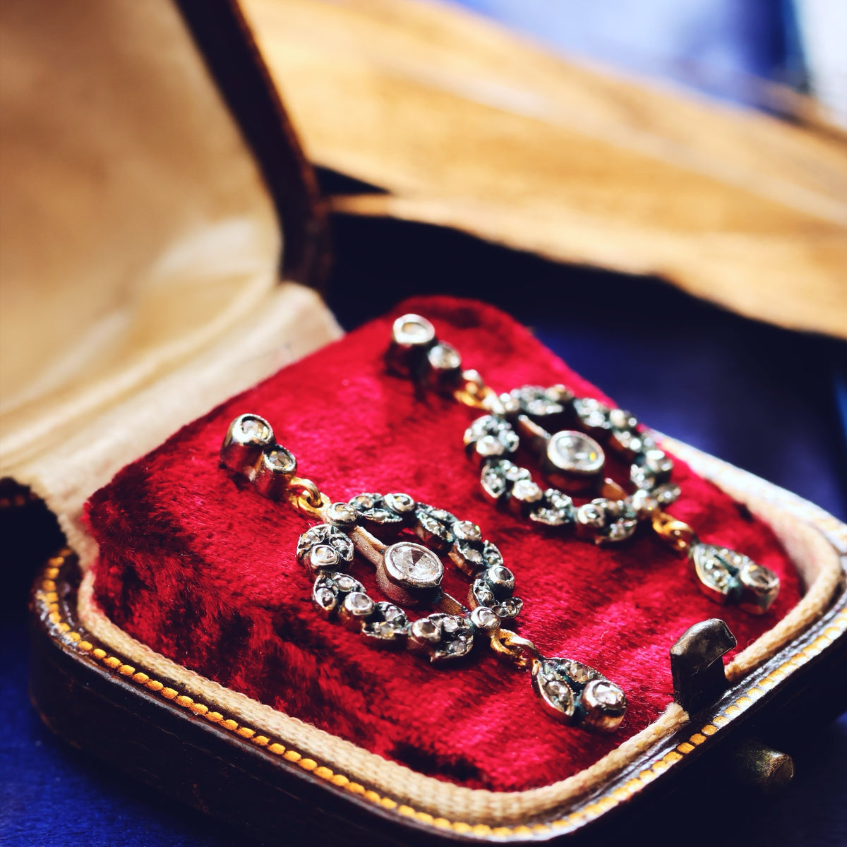 Most Adored! Antique Diamond Wreath Drop Earrings