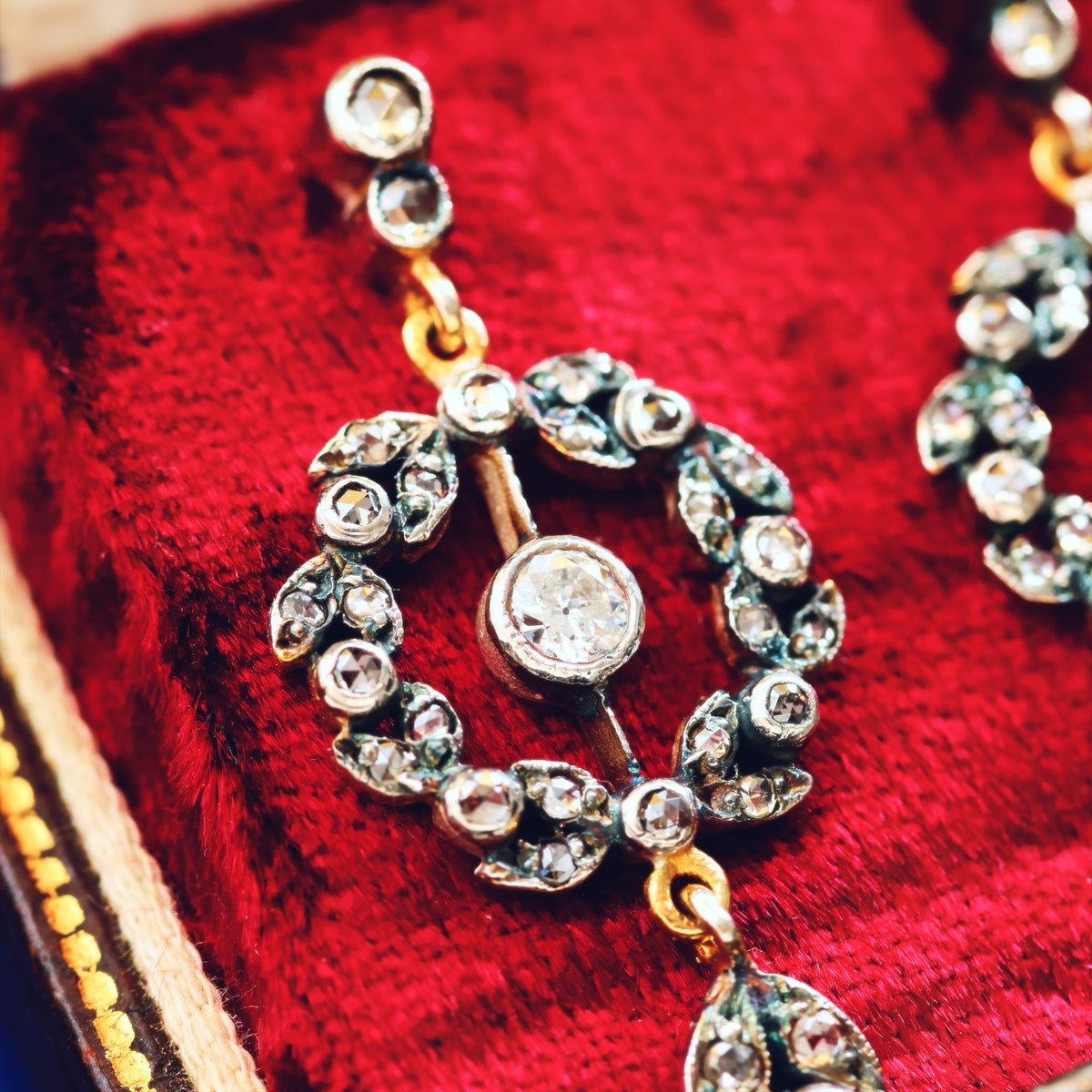 Most Adored! Antique Diamond Wreath Drop Earrings