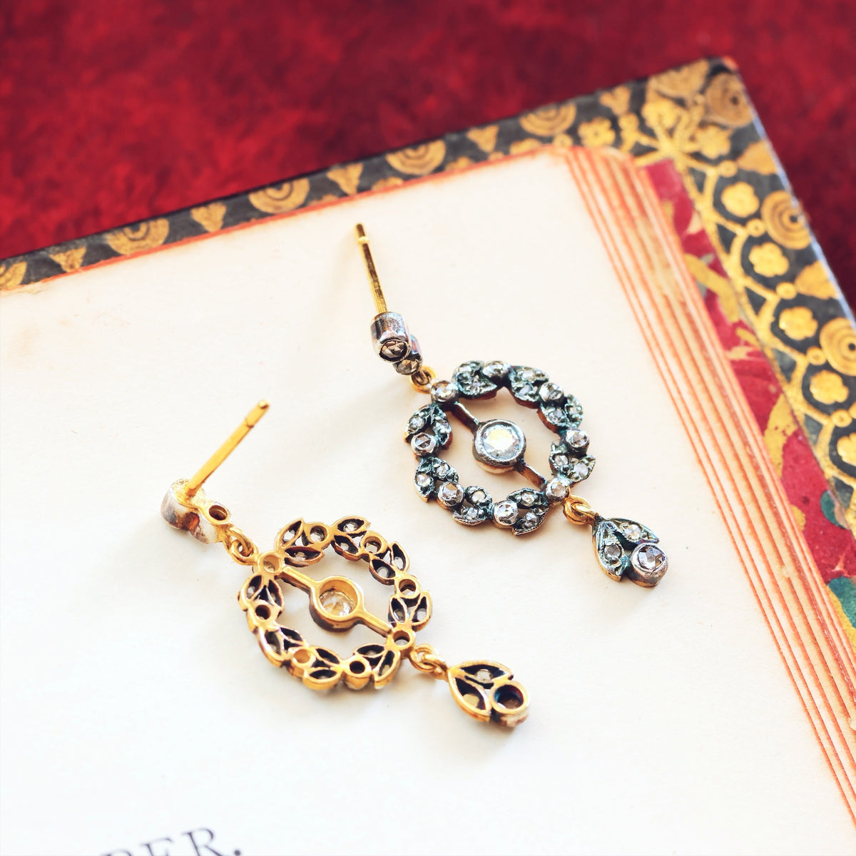 Most Adored! Antique Diamond Wreath Drop Earrings