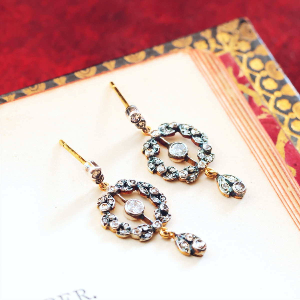 Most Adored! Antique Diamond Wreath Drop Earrings