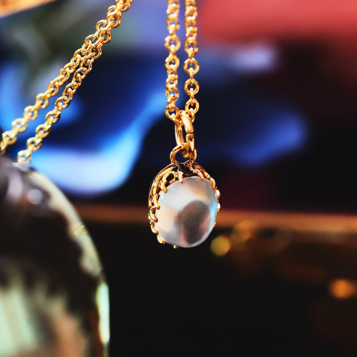 Antique Edwardian Blue Moonstone Necklace