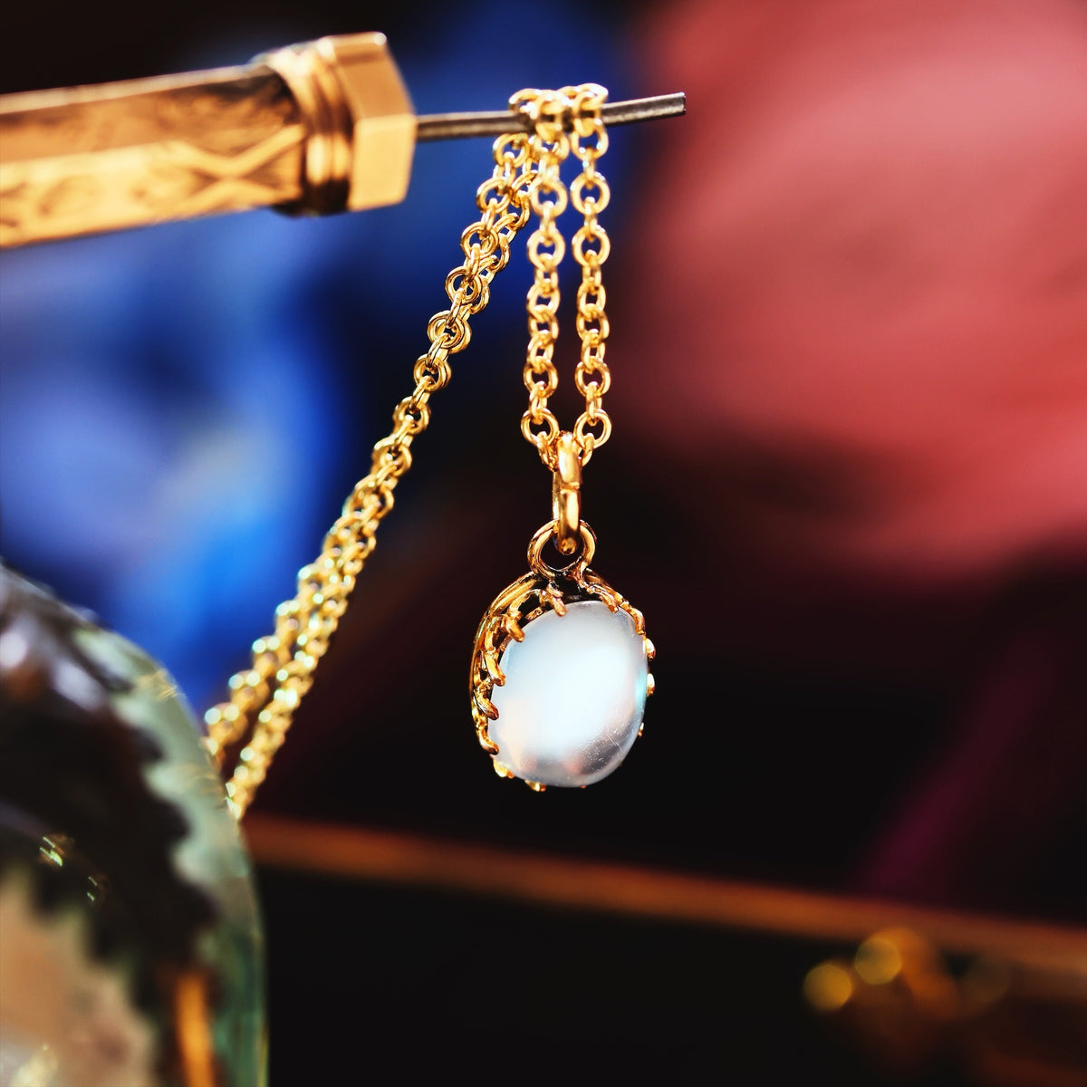 Antique Edwardian Blue Moonstone Necklace