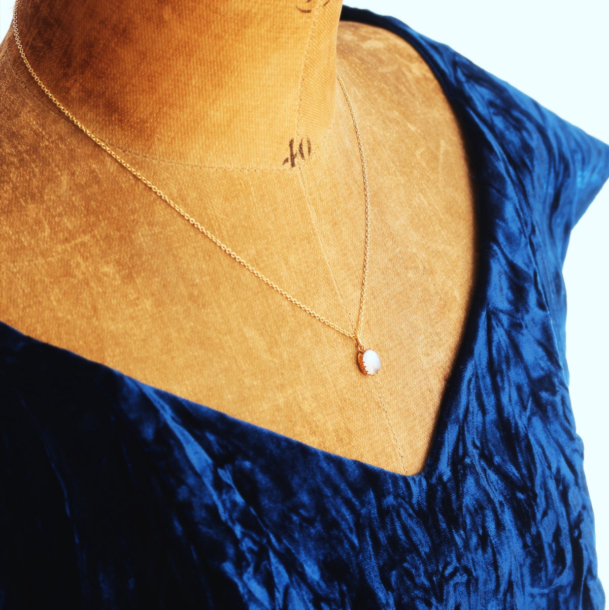 Antique Edwardian Blue Moonstone Necklace