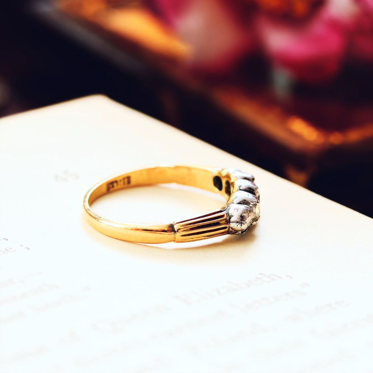 Antique Edwardian Diamond Half Hoop Engagement Ring