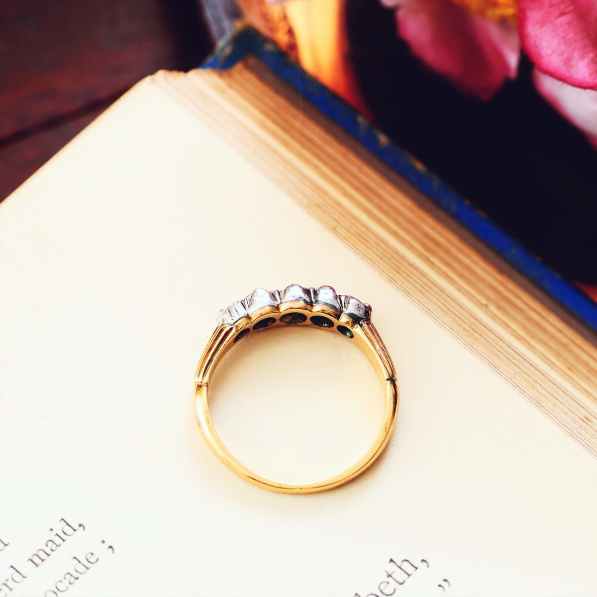 Antique Edwardian Diamond Half Hoop Engagement Ring