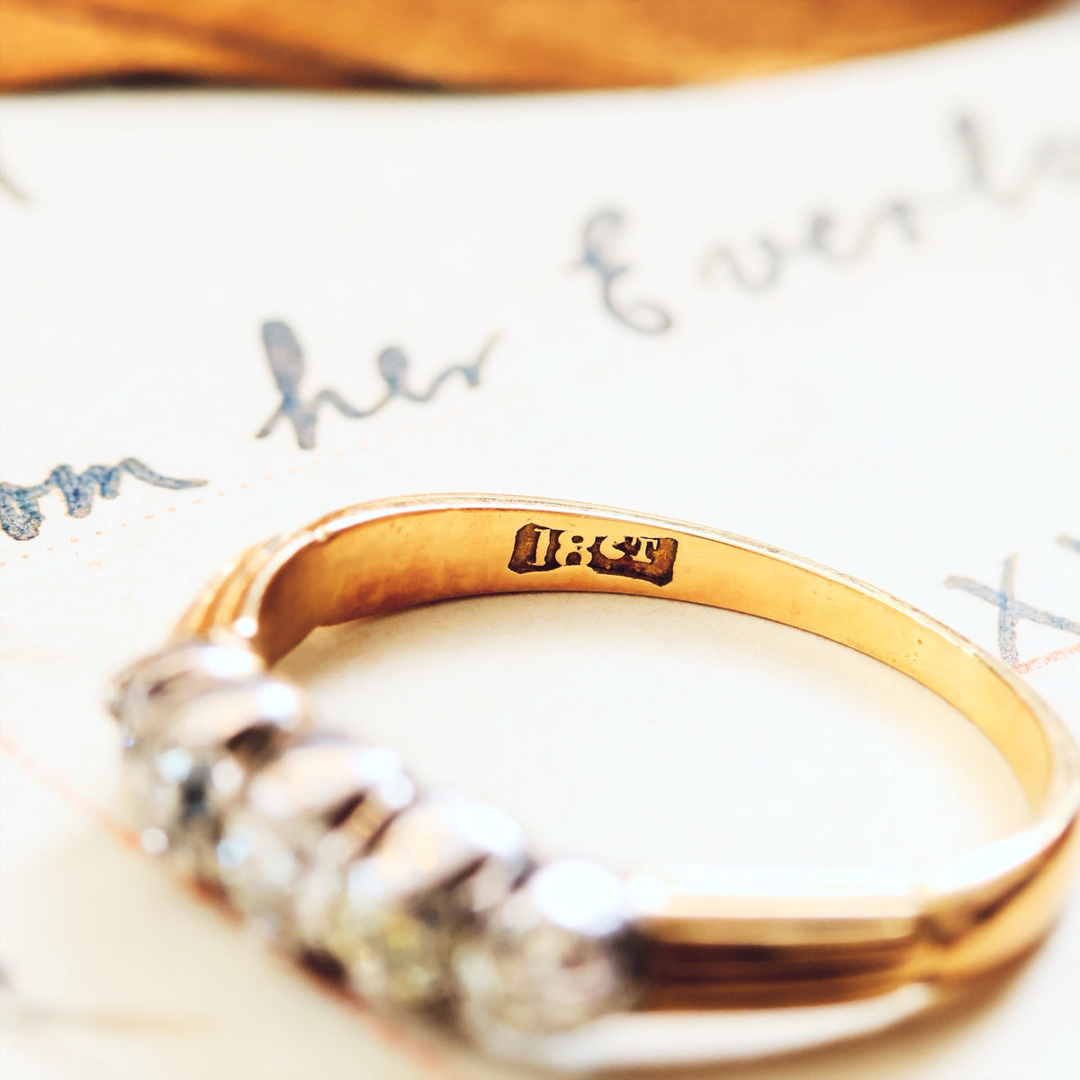 Antique Edwardian Diamond Half Hoop Engagement Ring