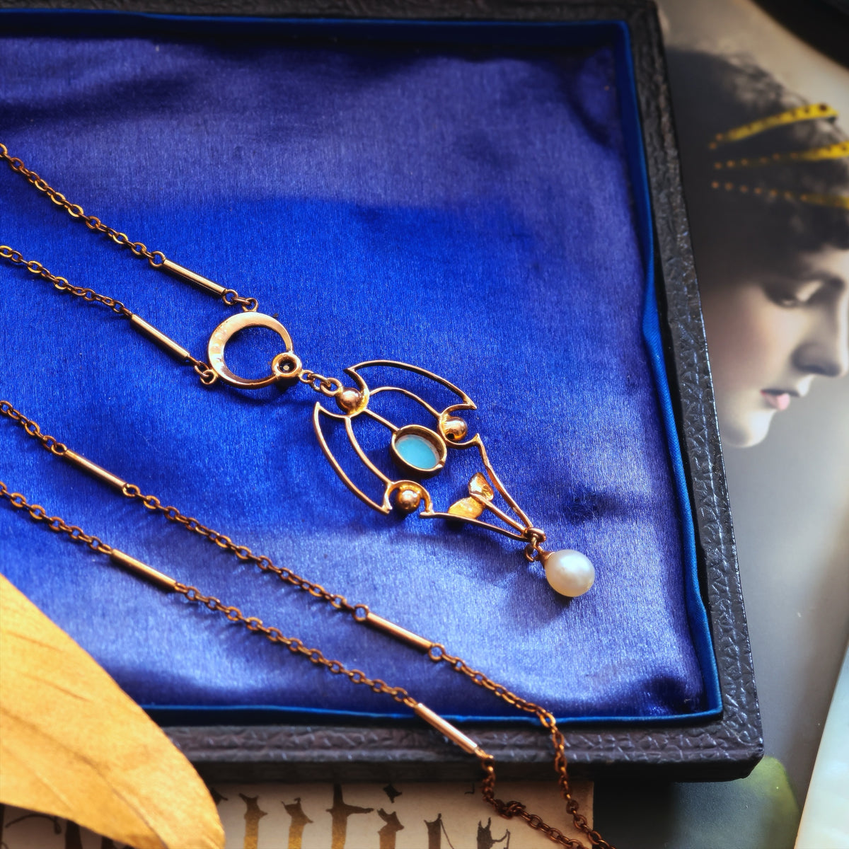 Antique Edwardian Opal, Diamond & Pearl Pendant