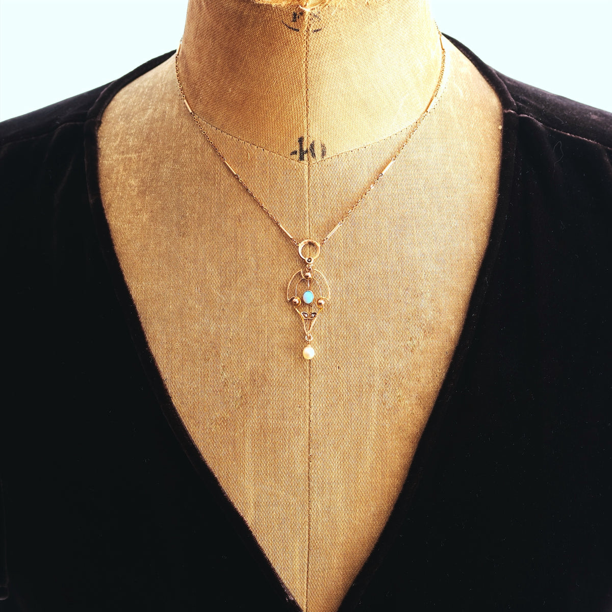 Antique Edwardian Opal, Diamond & Pearl Pendant