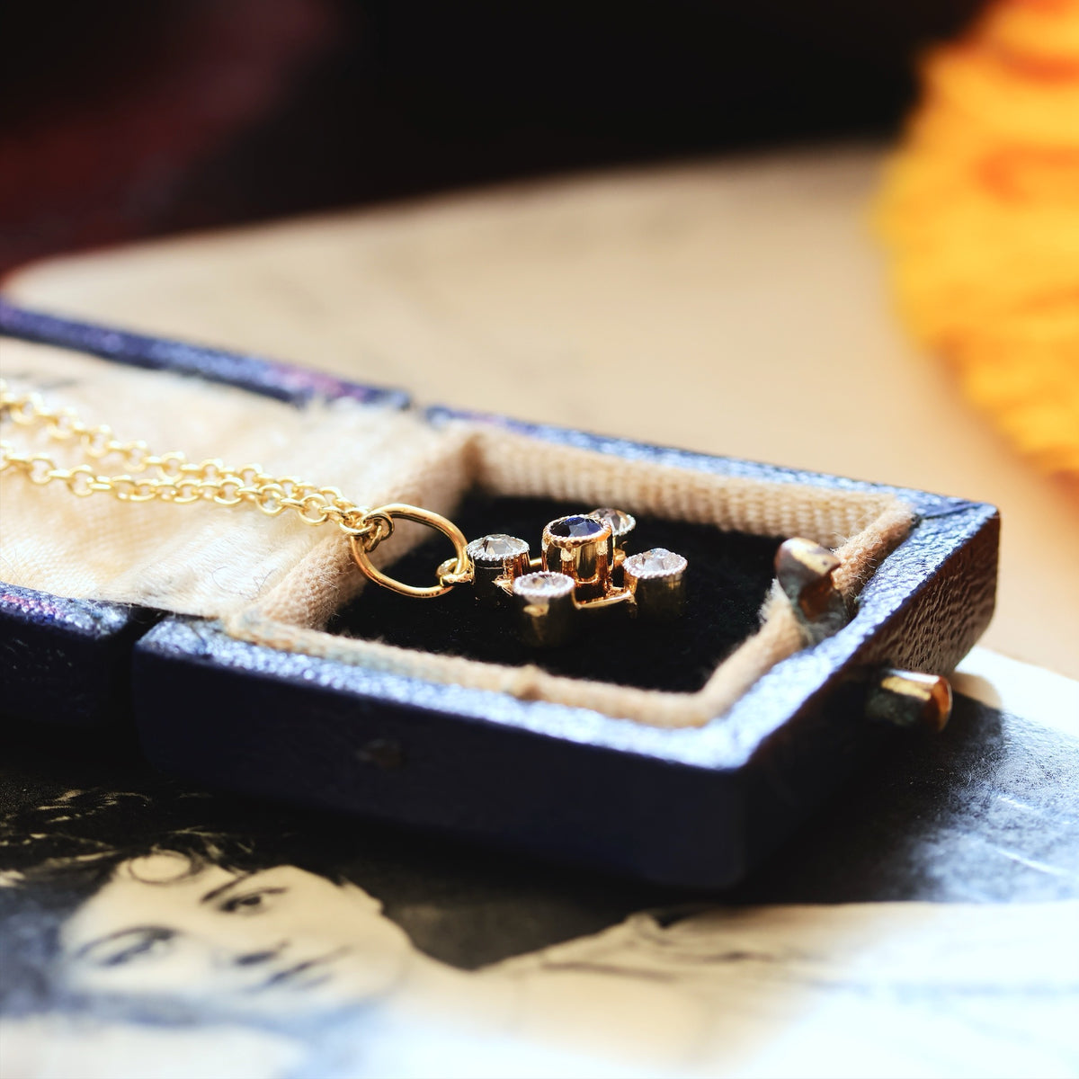 Antique Edwardian Sapphire & Diamond Pendant