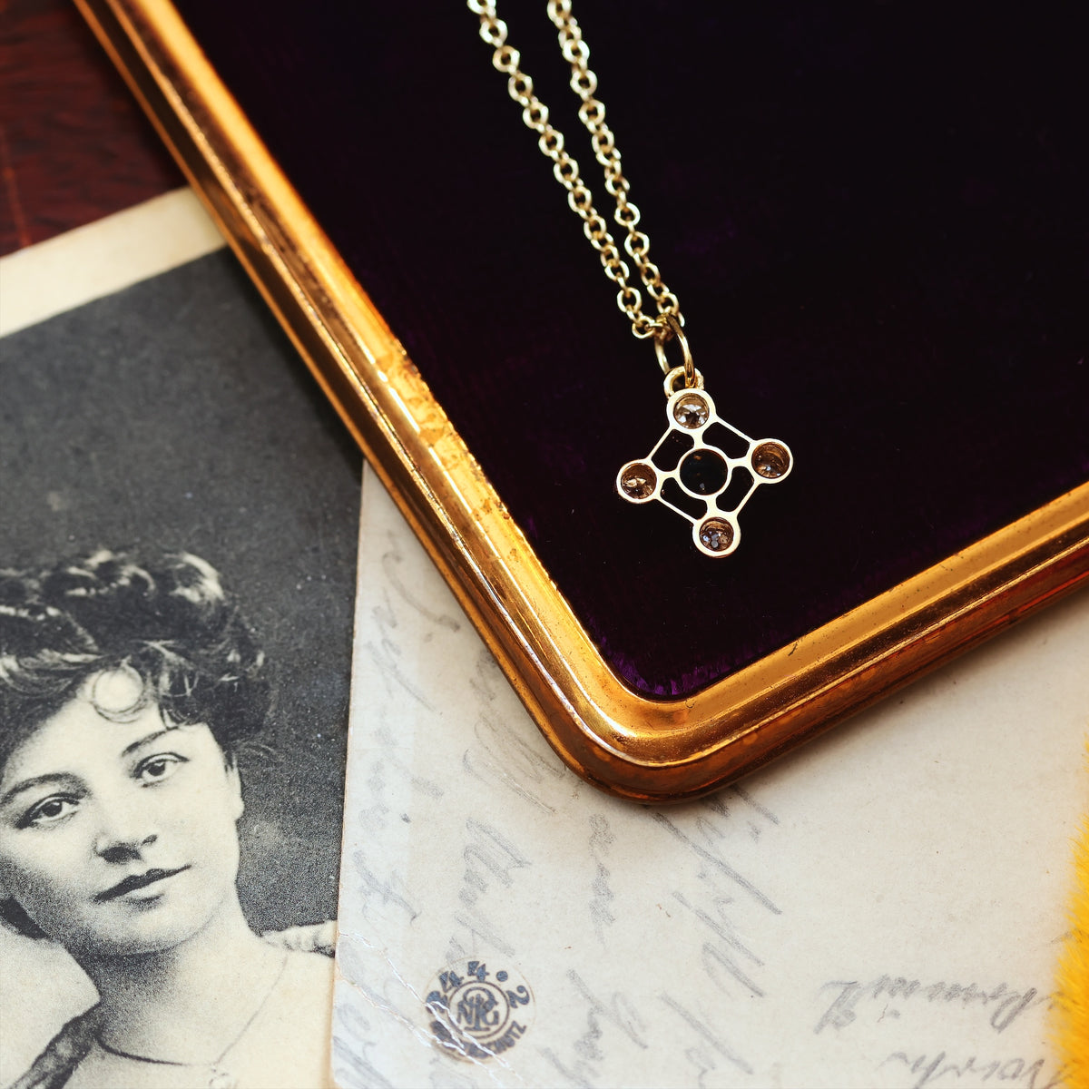 Antique Edwardian Sapphire & Diamond Pendant