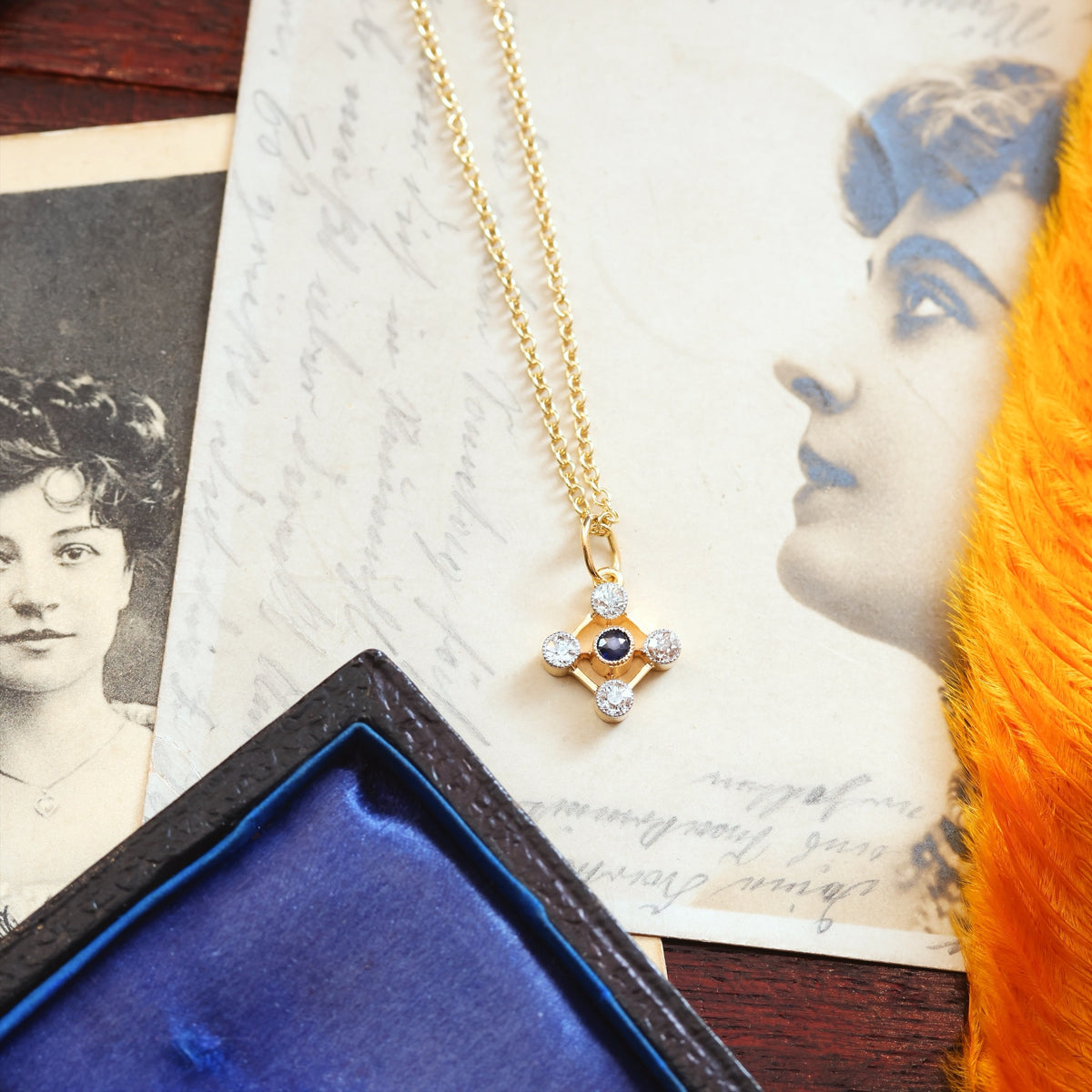 Antique Edwardian Sapphire & Diamond Pendant