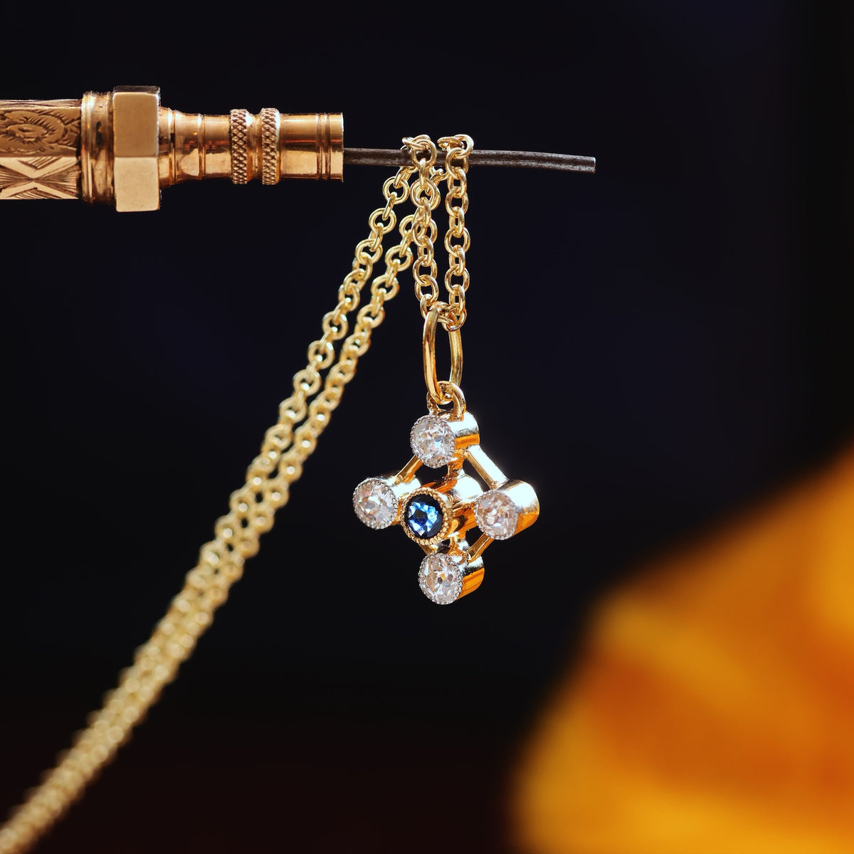 Antique Edwardian Sapphire & Diamond Pendant