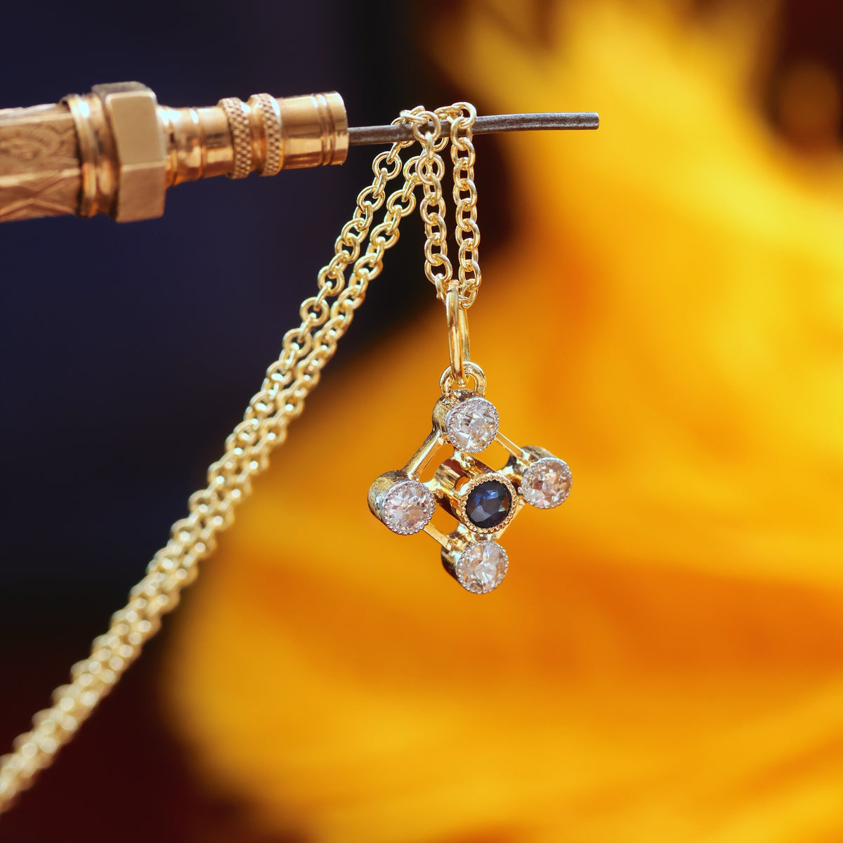 Antique Edwardian Sapphire & Diamond Pendant