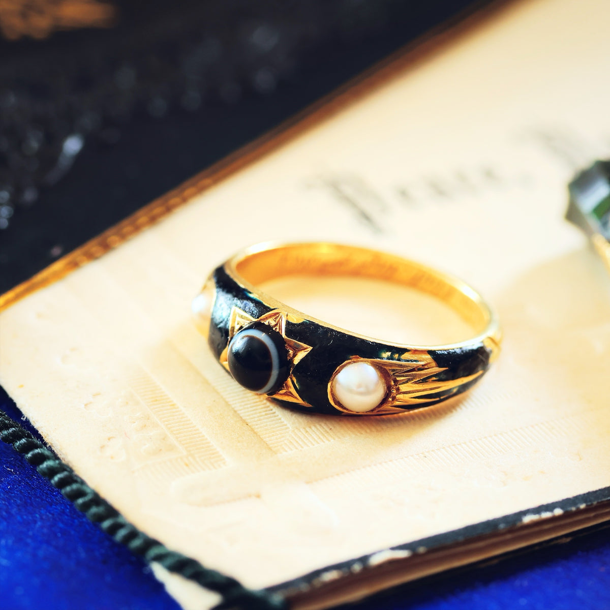 Antique Enamelled Mourning Ring for Charles Hilton dated 1866