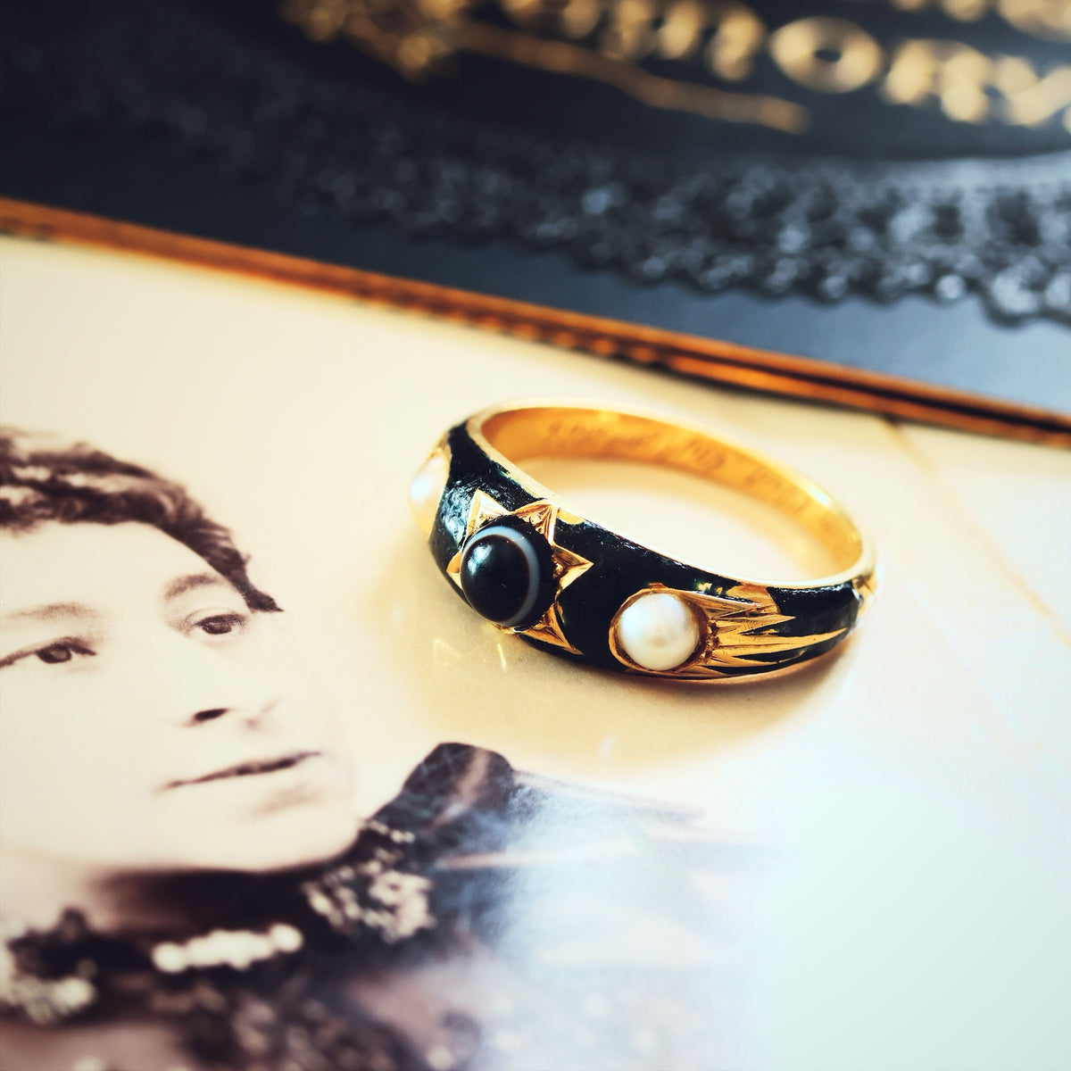 Enamelled Mourning Ring for Charles Hilton dated 1866
