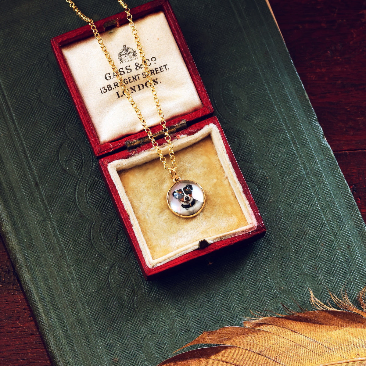 Adorable Antique Essex Crystal Jack Russell Dog Pendant
