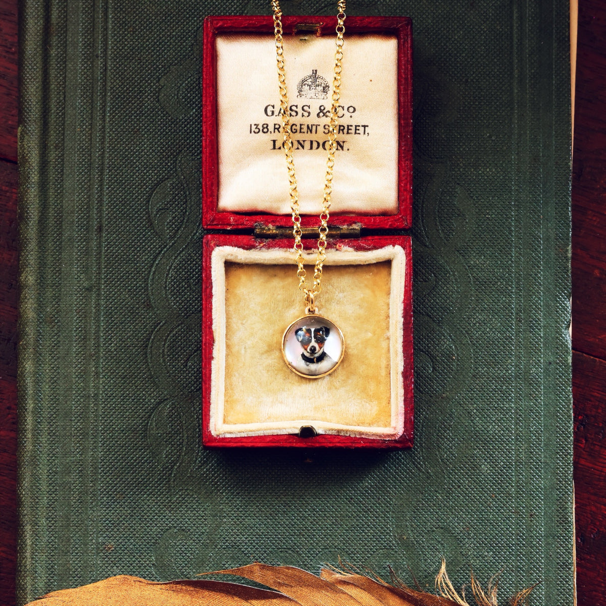 Adorable Antique Essex Crystal Jack Russell Dog Pendant