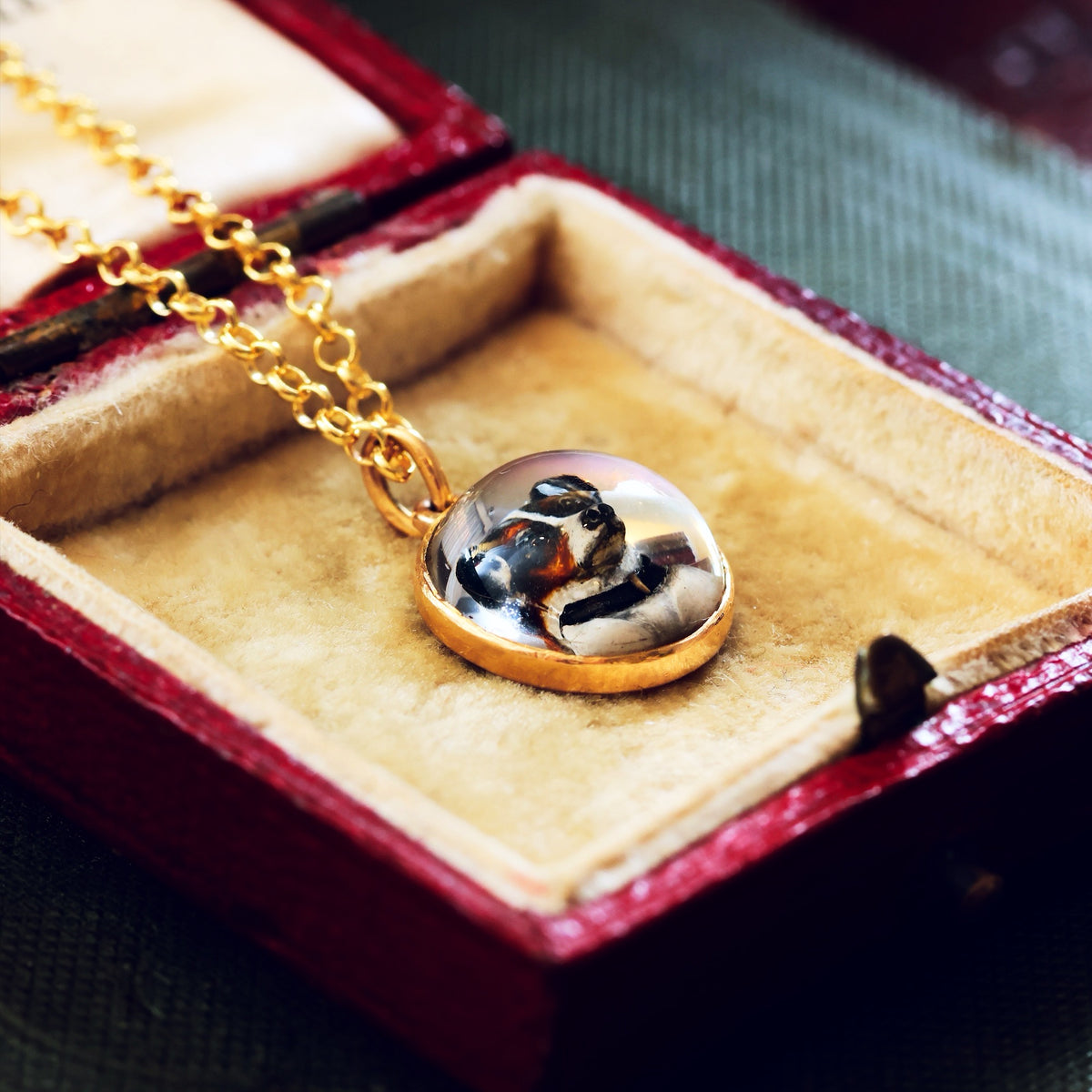 Adorable Antique Essex Crystal Jack Russell Dog Pendant