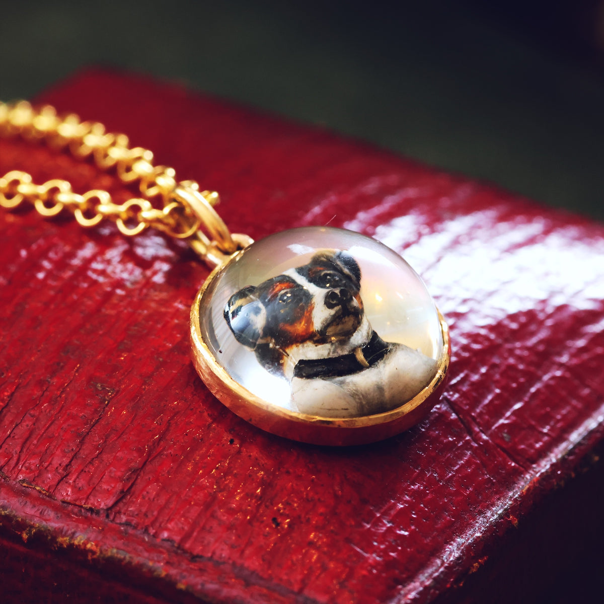 Adorable Antique Essex Crystal Jack Russell Dog Pendant