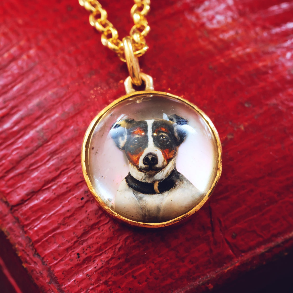 Adorable Antique Essex Crystal Jack Russell Dog Pendant