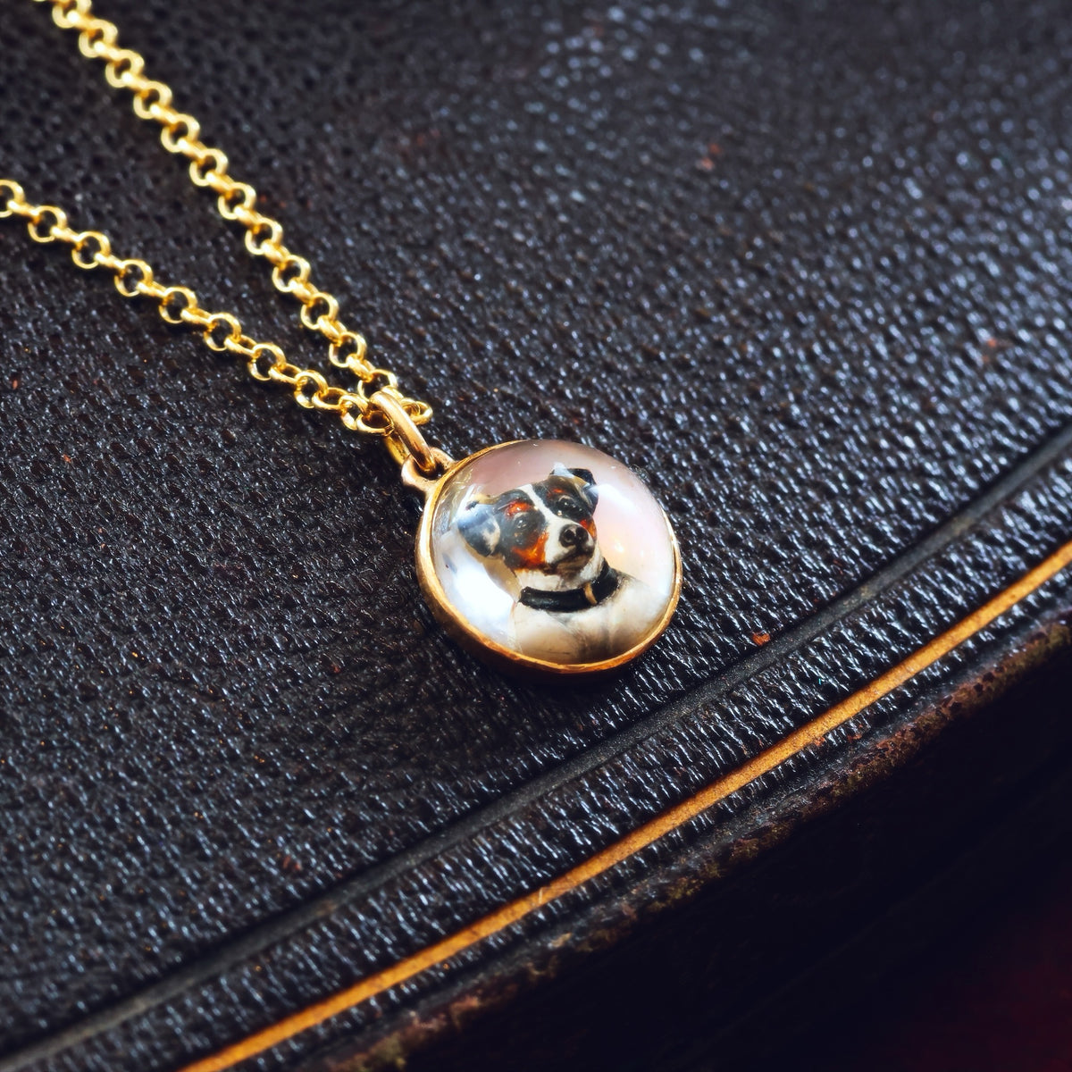 Adorable Antique Essex Crystal Jack Russell Dog Pendant