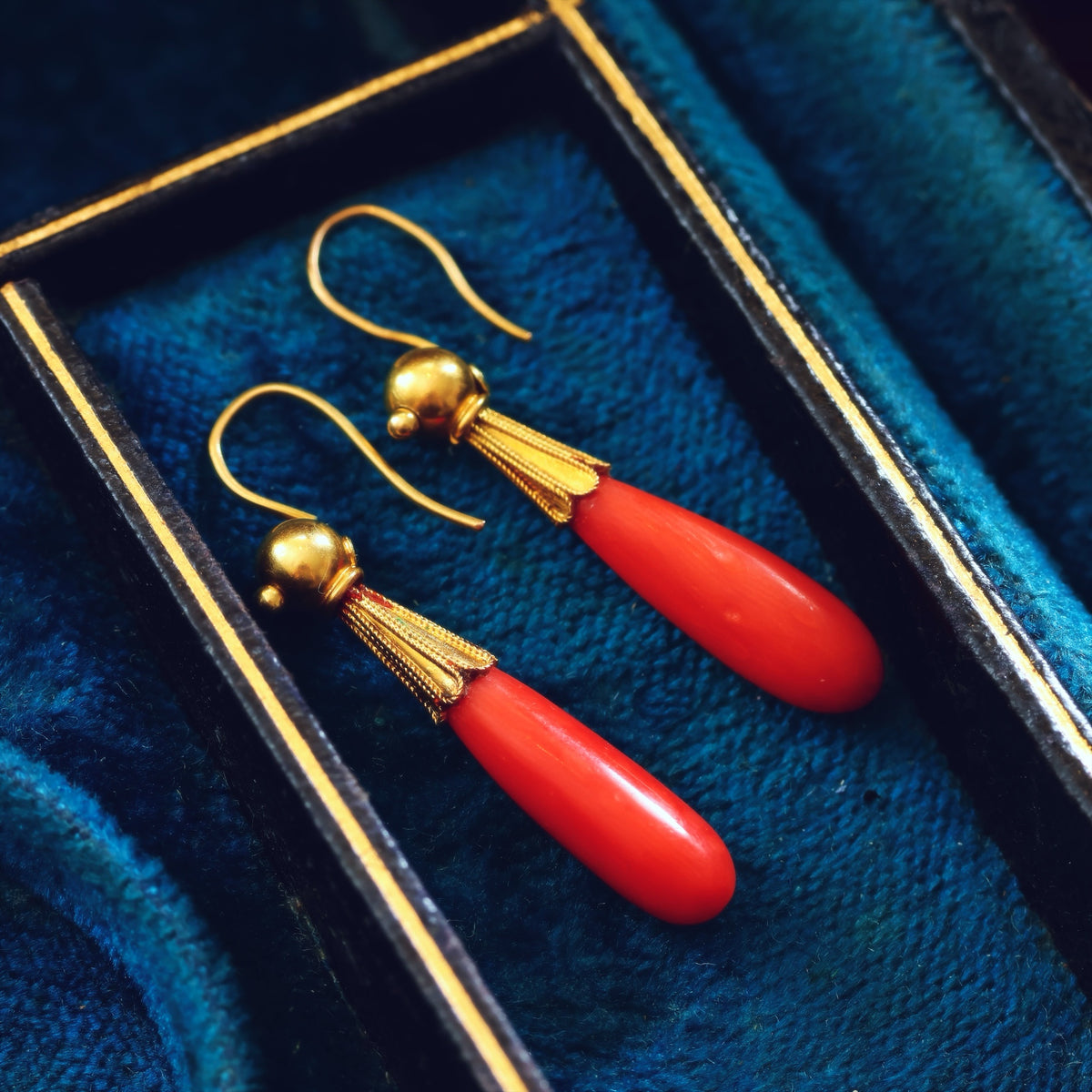 Fine Antique Etruscan Revival Coral Earrings