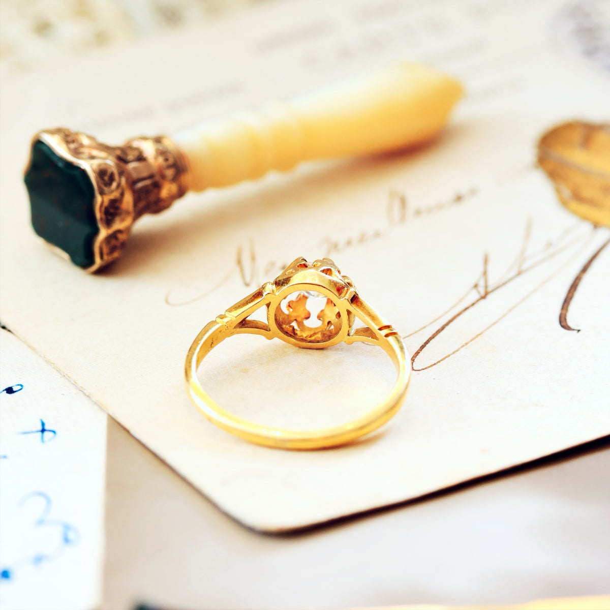 Antique Fleur de Lys Hand Cut Diamond Engagement Ring