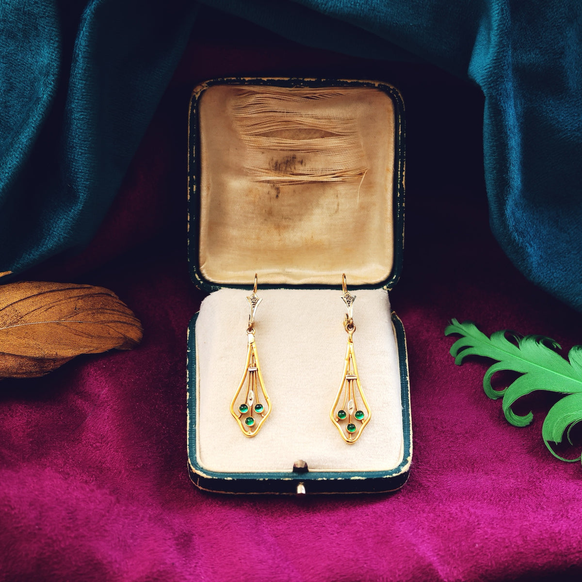 Vintage French 18ct Gold Drop Earrings