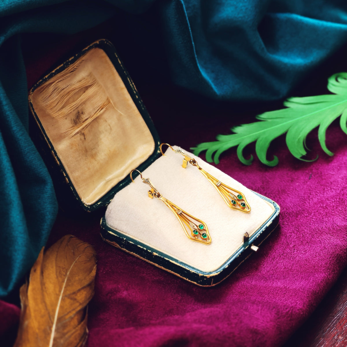 Vintage French 18ct Gold Drop Earrings