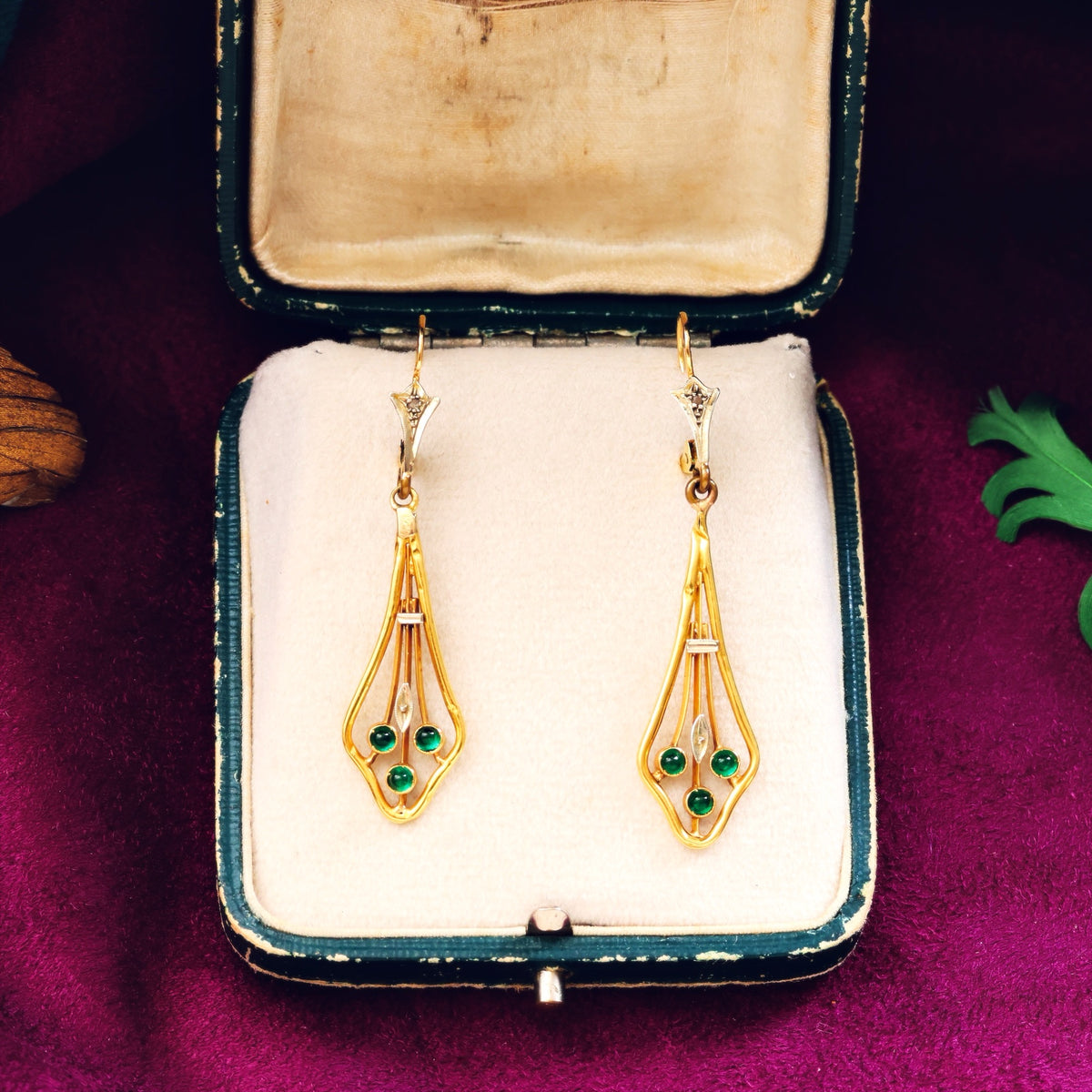 Vintage French 18ct Gold Drop Earrings