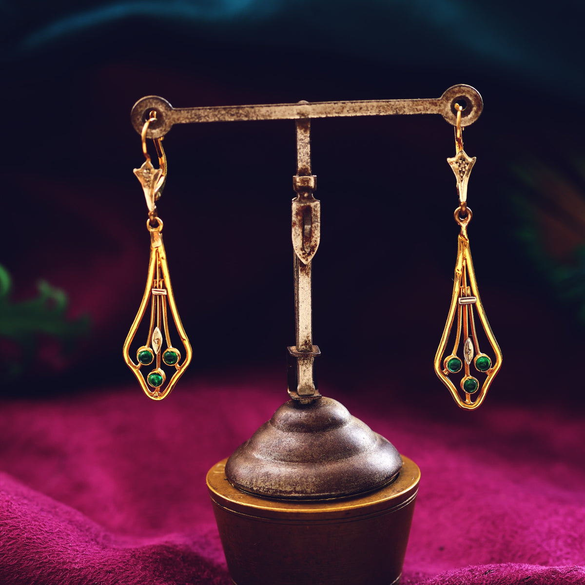 Vintage French 18ct Gold Drop Earrings