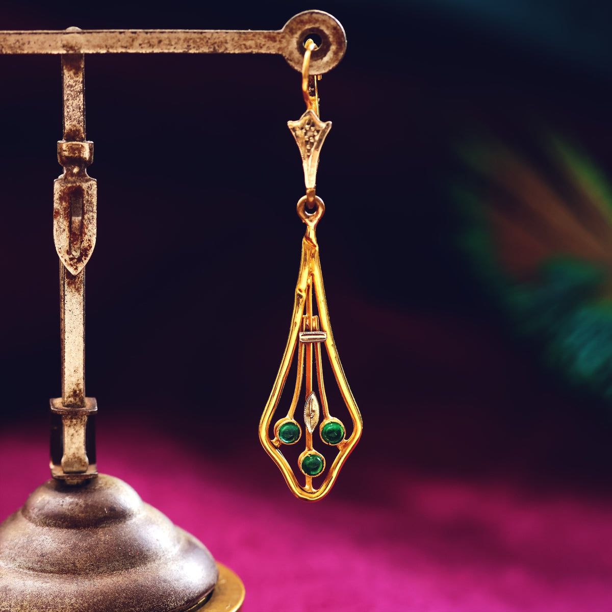 Vintage French 18ct Gold Drop Earrings
