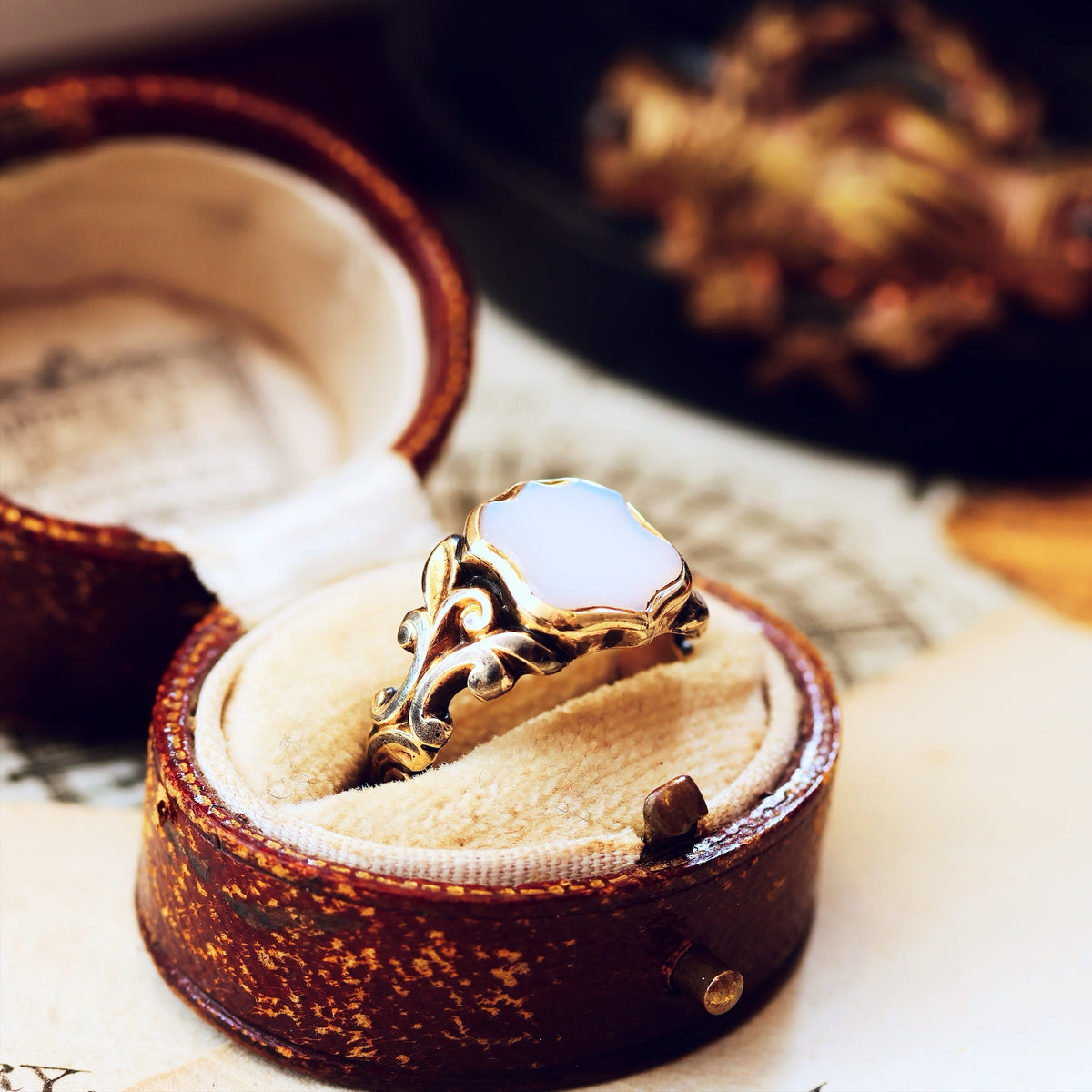 Antique Georgian Chalcedony Shield Signet Ring