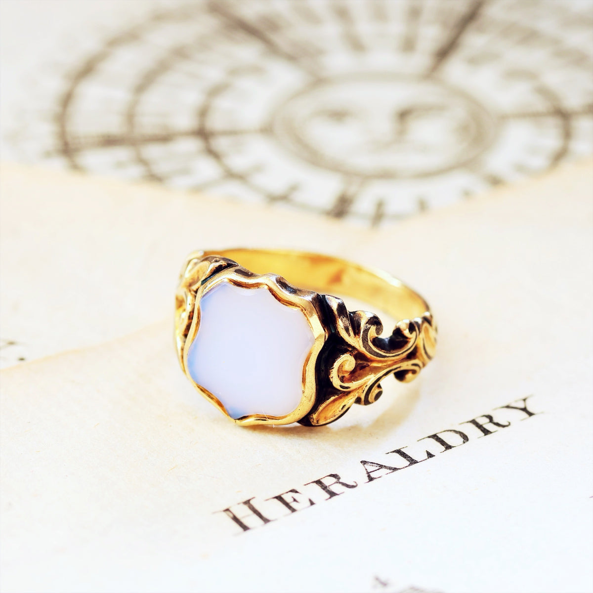 Antique Georgian Chalcedony Shield Signet Ring