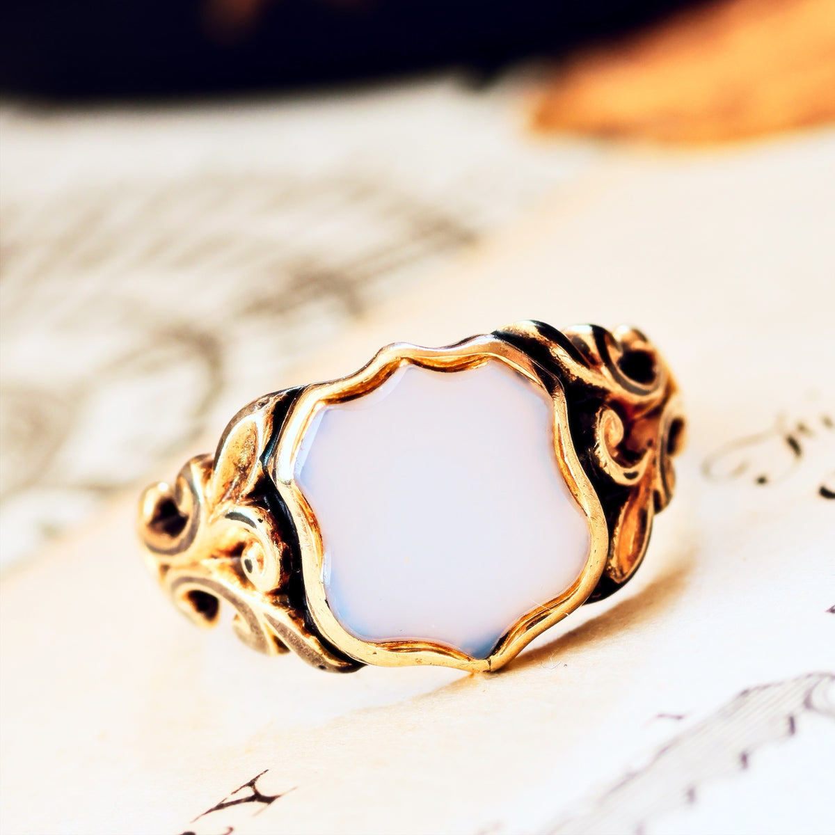 Antique Georgian Chalcedony Shield Signet Ring