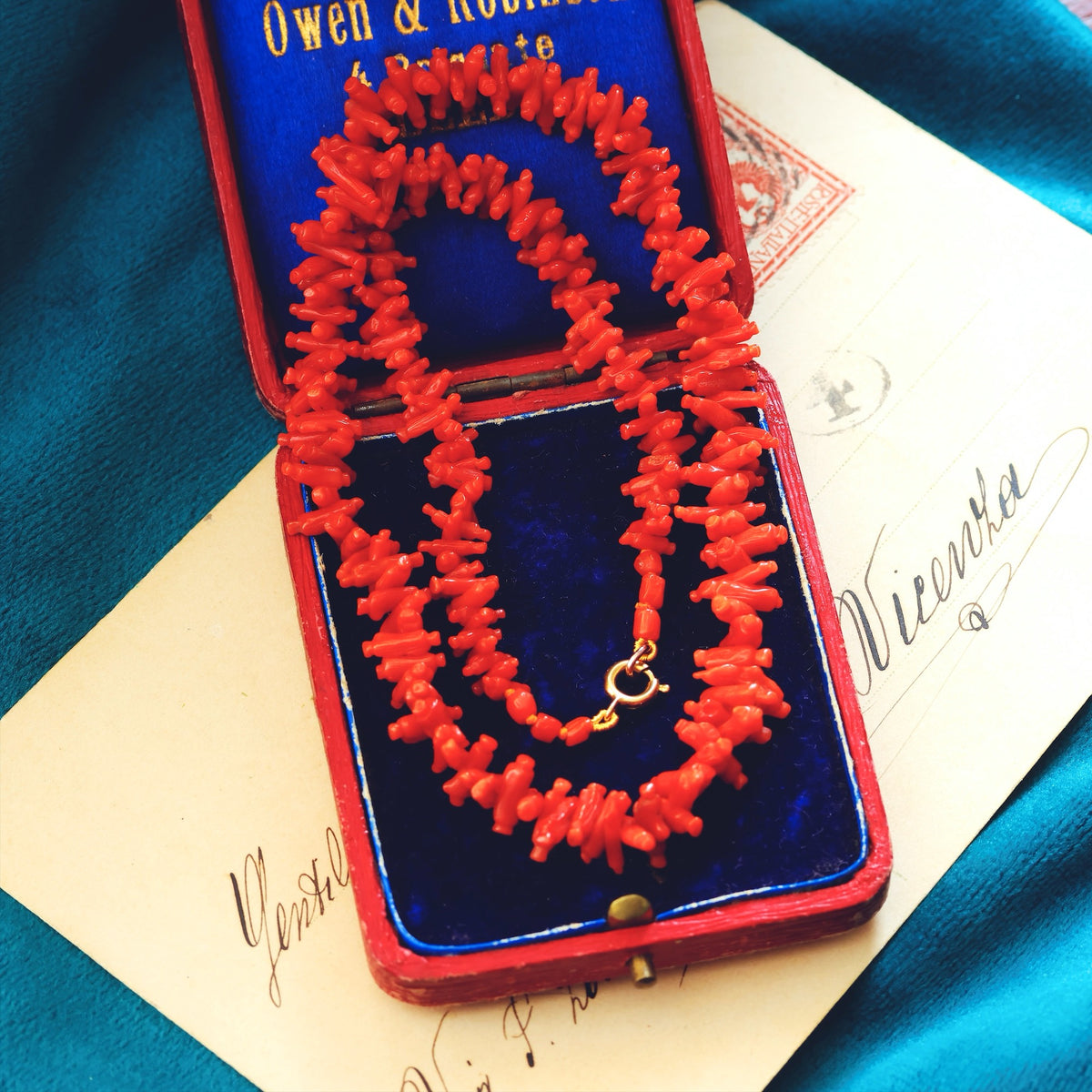 Fine Hand Carved Antique Georgian Coral Necklace