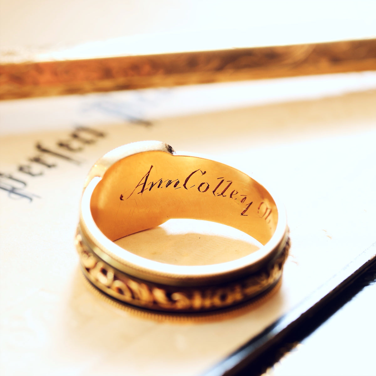 Precious Georgian Date 1820 Enamelled Mourning Ring