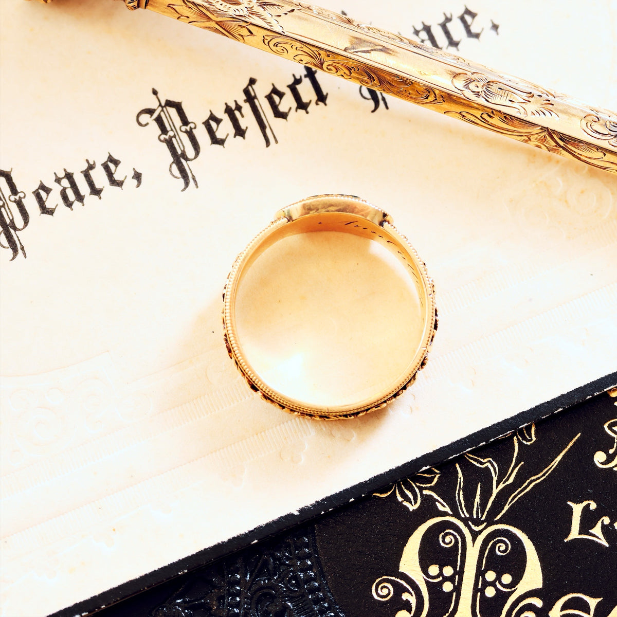 Precious Georgian Date 1820 Enamelled Mourning Ring