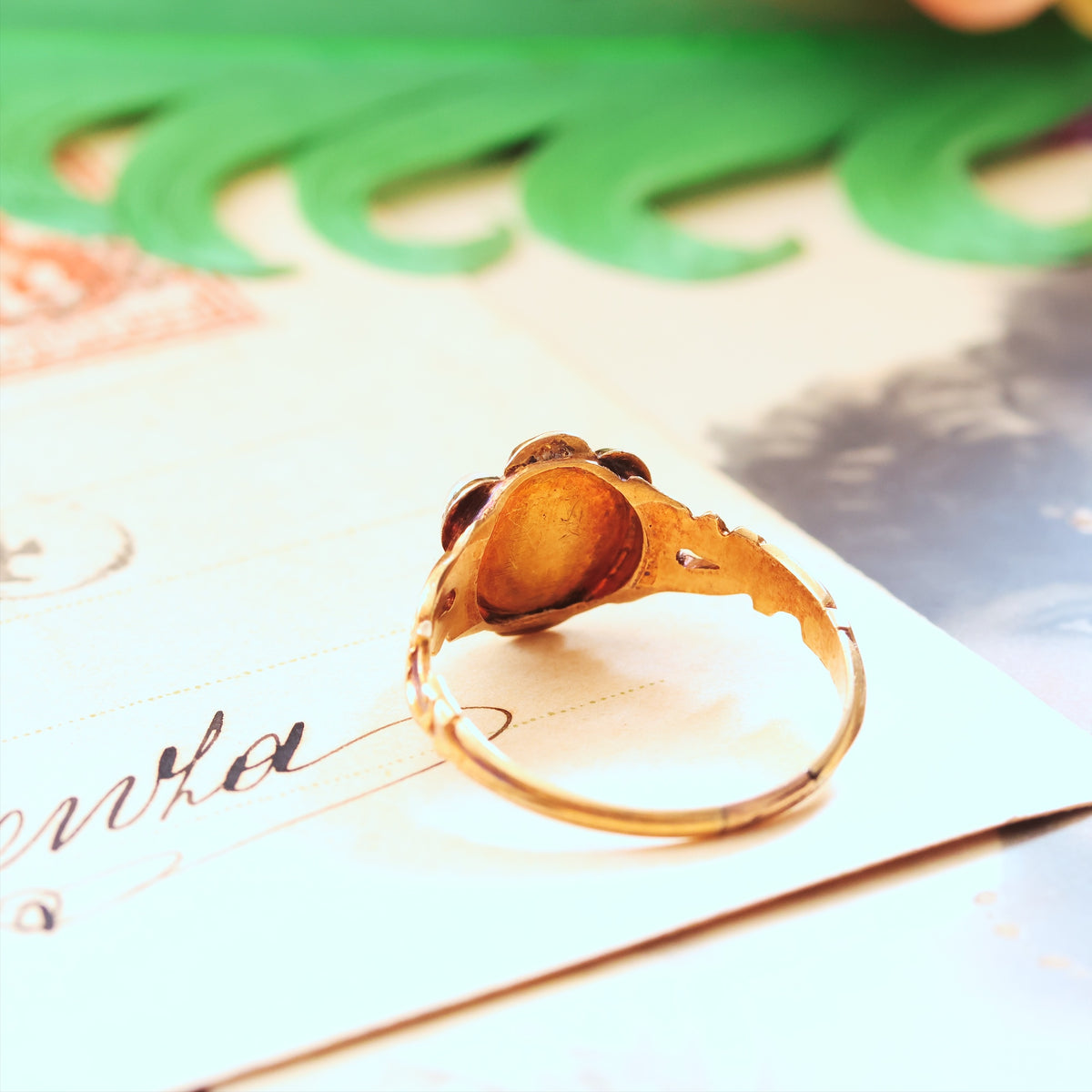 Exquisite Antique Georgian Emerald & Pearl Ring