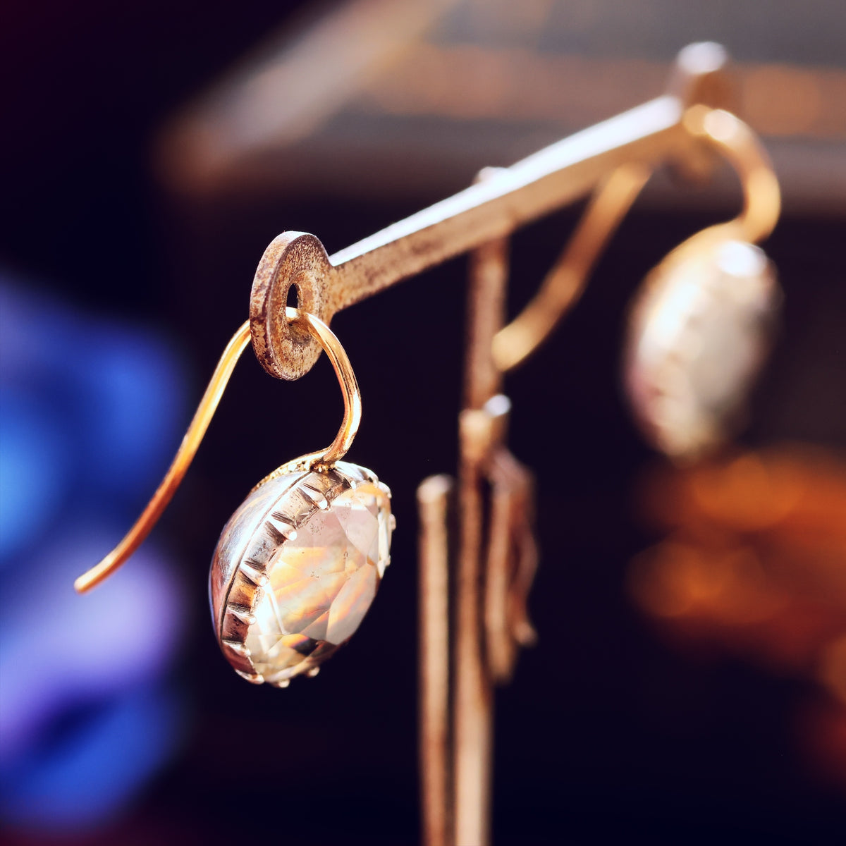 Antique Georgian Foiled Paste Earrings