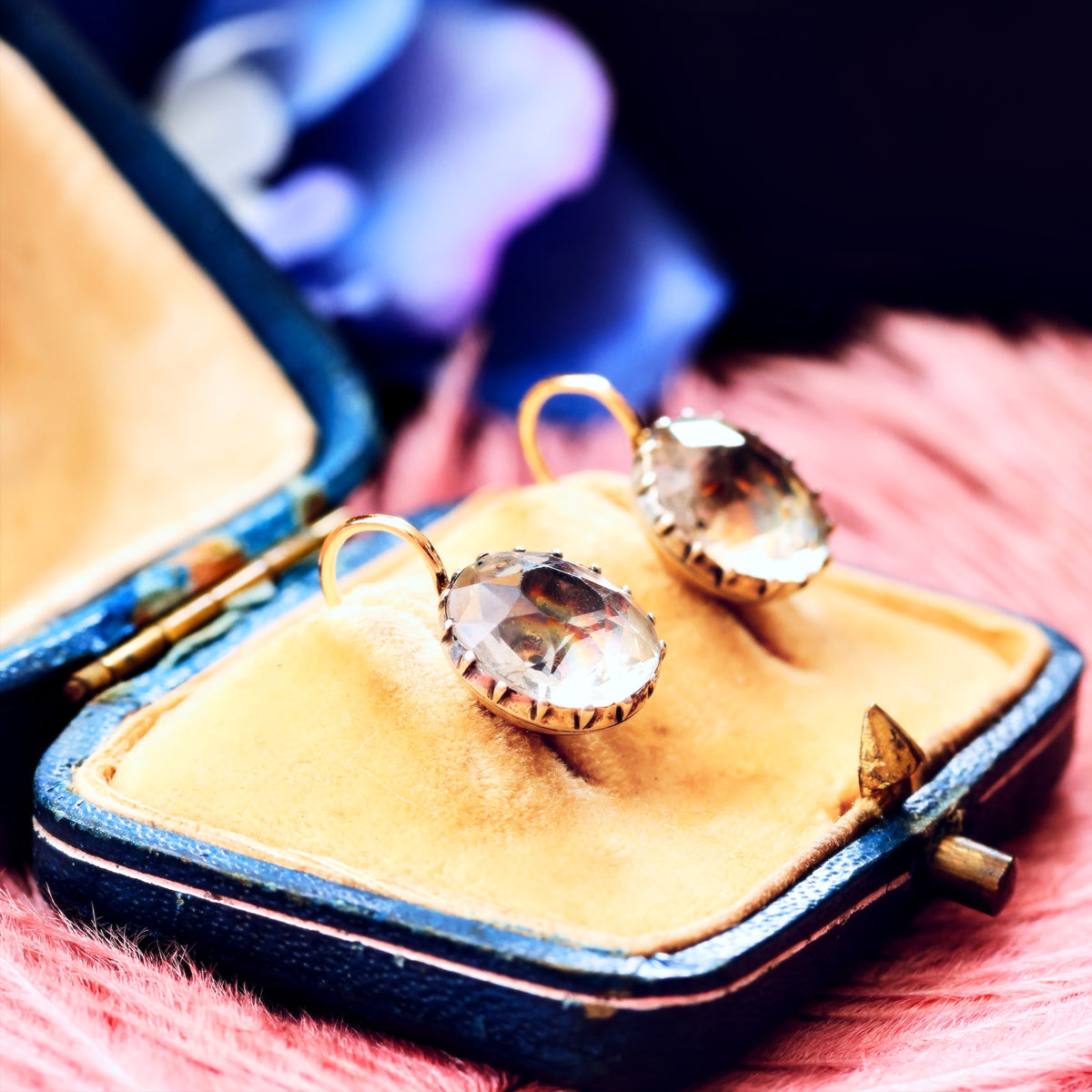 Antique Georgian Foiled Paste Earrings