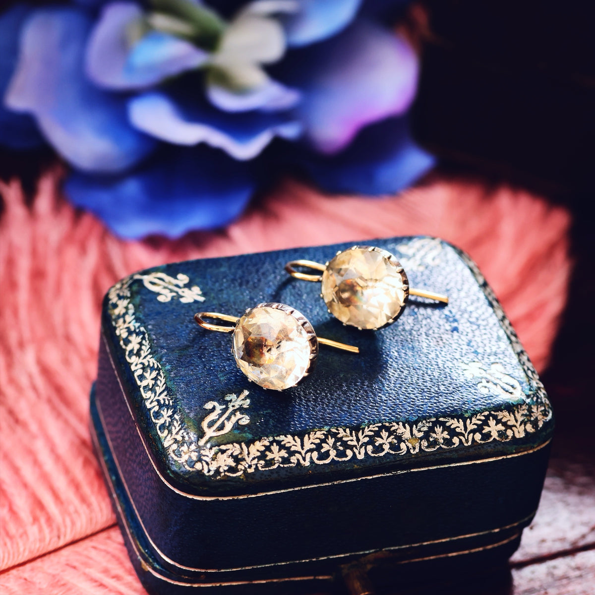 Antique Georgian Foiled Paste Earrings