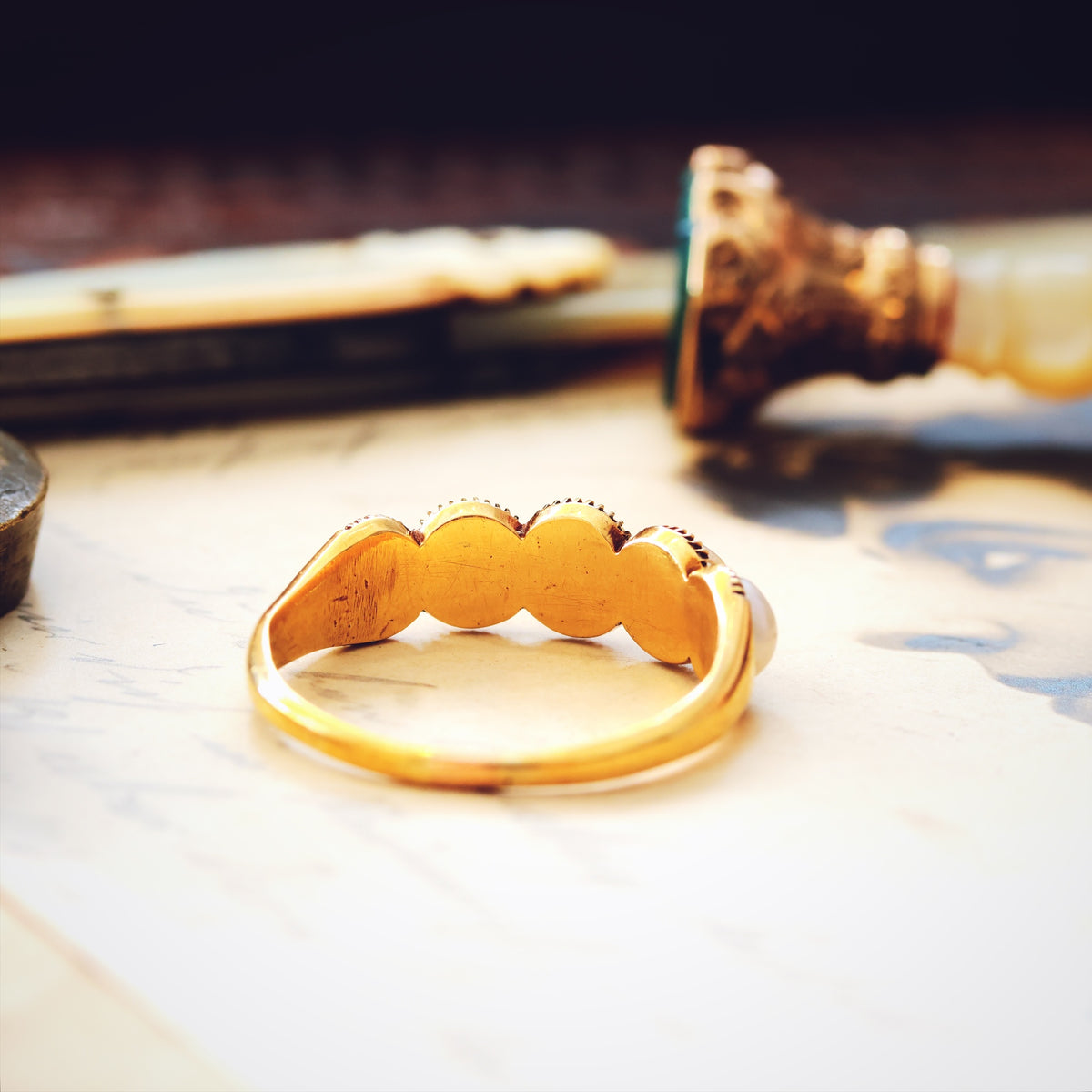 Romantic Antique Georgian Natural Pearl Hoop Ring