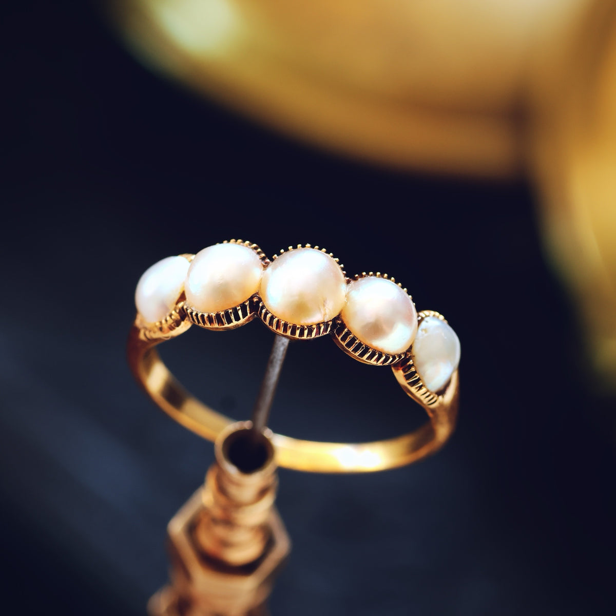 Romantic Antique Georgian Natural Pearl Hoop Ring
