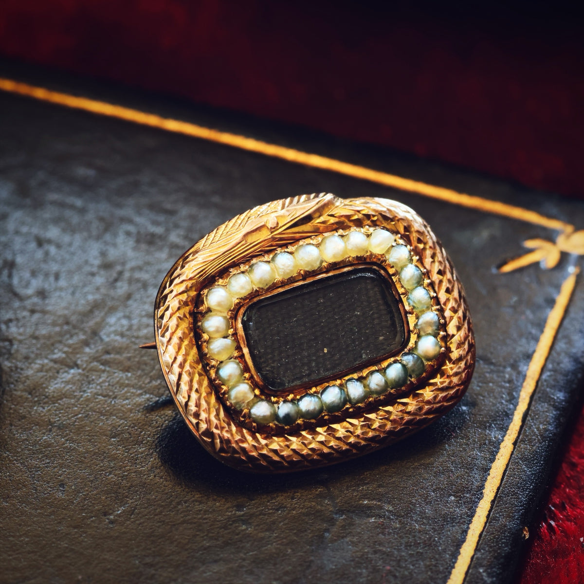 Antique Georgian Ouroboros Mourning Brooch