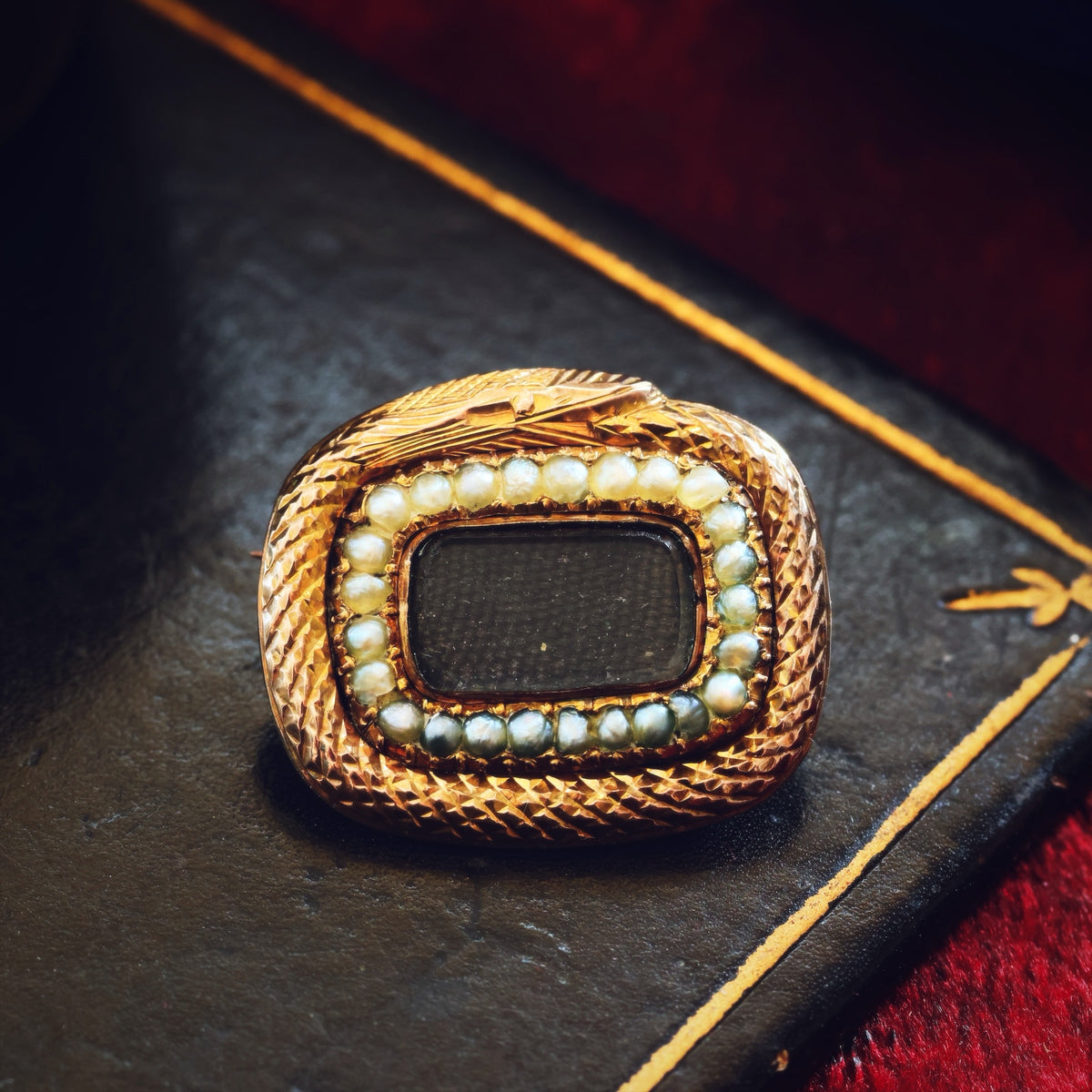 Antique Georgian Ouroboros Mourning Brooch