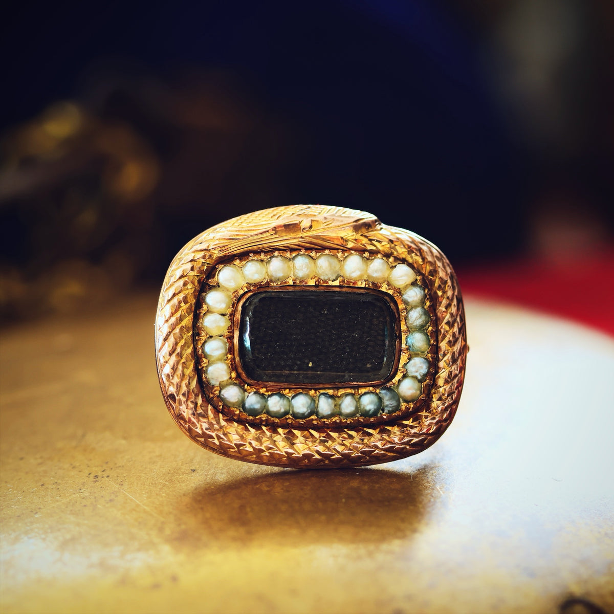 Antique Georgian Ouroboros Mourning Brooch