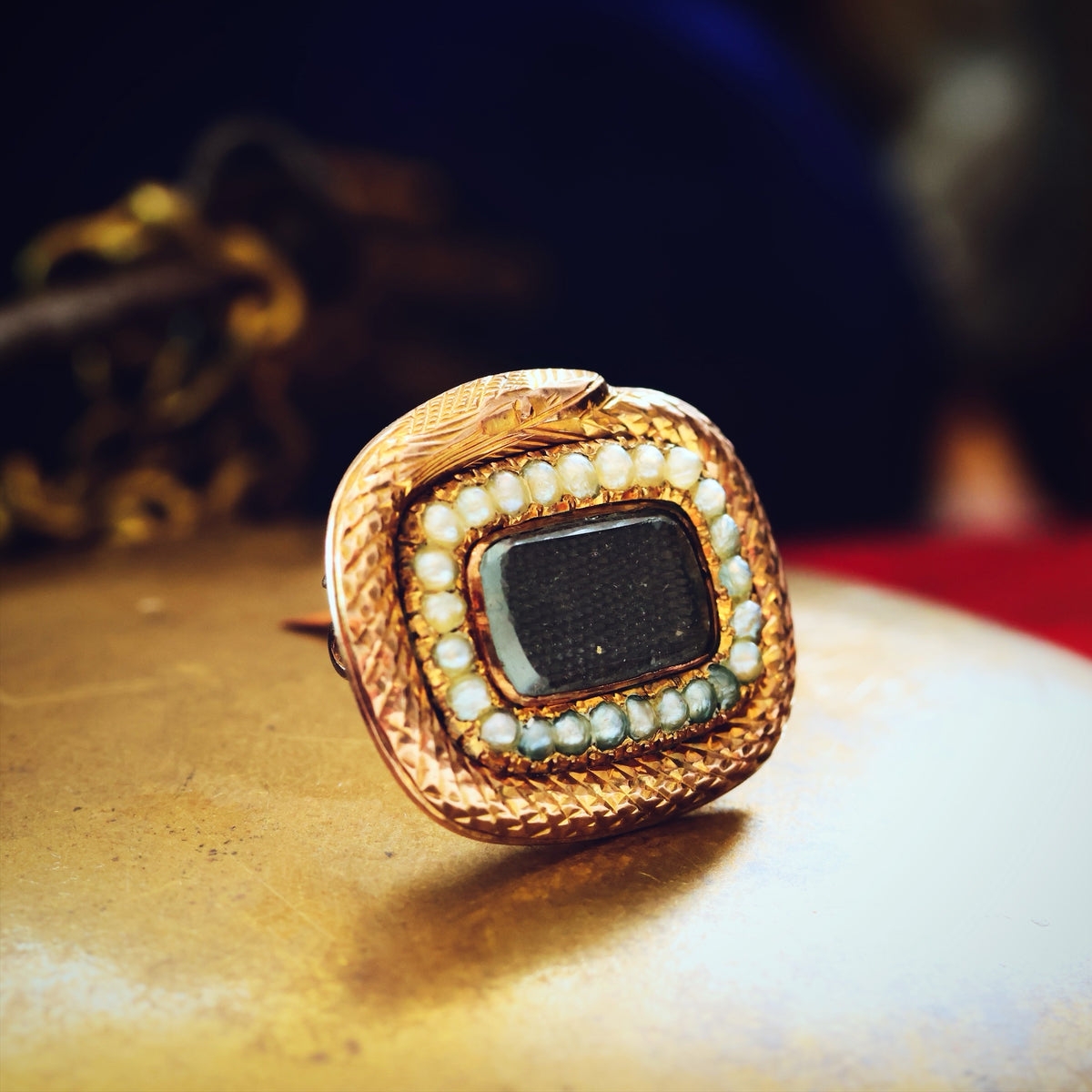 Antique Georgian Ouroboros Mourning Brooch